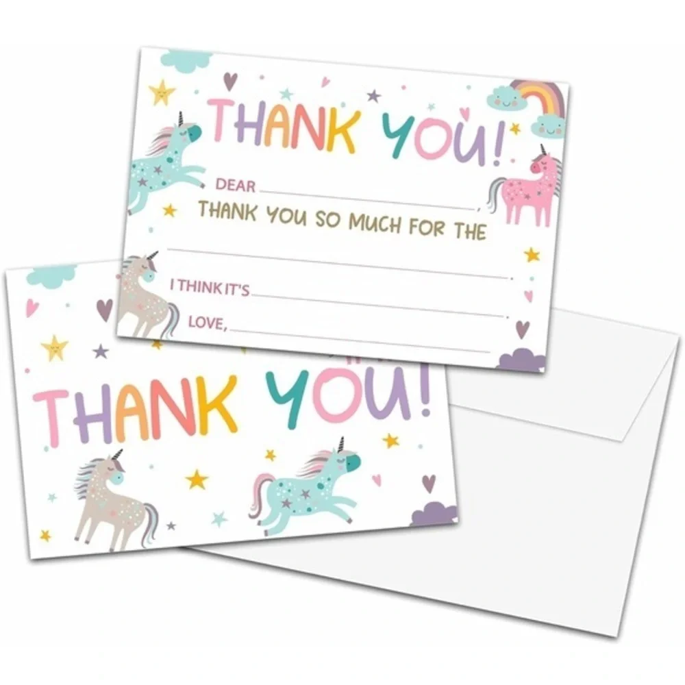 Unicorn Thank You Cards - Multicolor